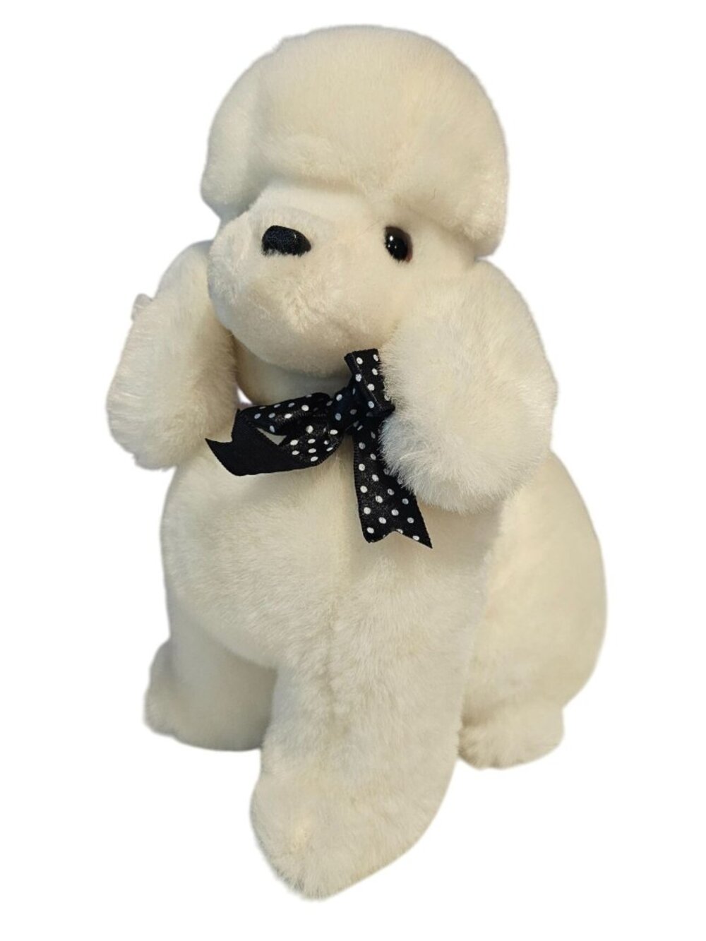 Ganz Bros Heritage Collection 1995 White Poodle Plush Toy Vintage Black Bow Dots